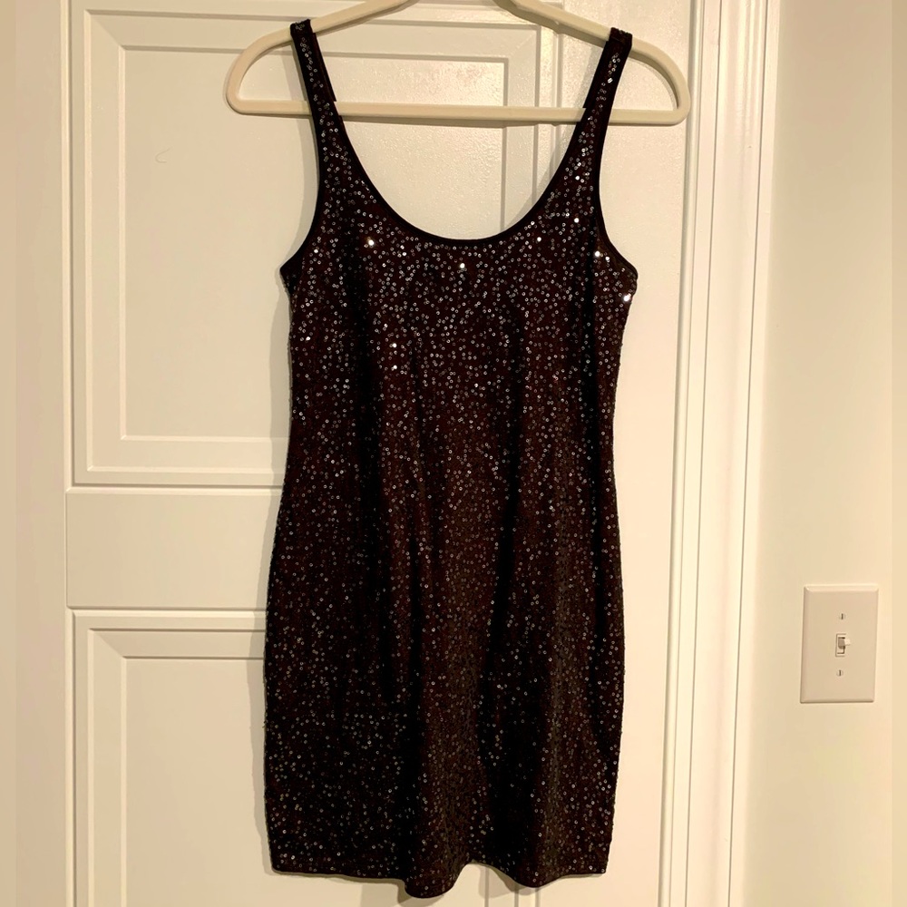 NWT Express XS charcoal sequin dress